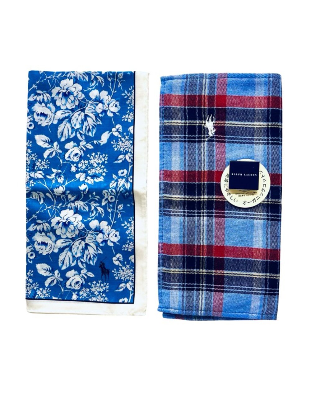 New Polo Ralp Lauren Mini Scarf 20" + Hand Towel bue floral blue black check((92 - Picture 8 of 14